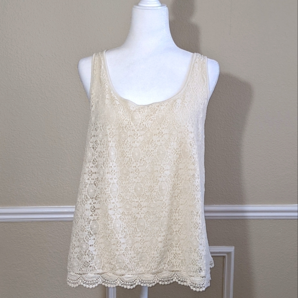 Lace Racerback Top in Cream